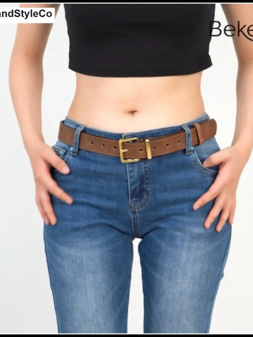 Women's Full Grain Leather Belt Real Genuine Leather Waist Belt